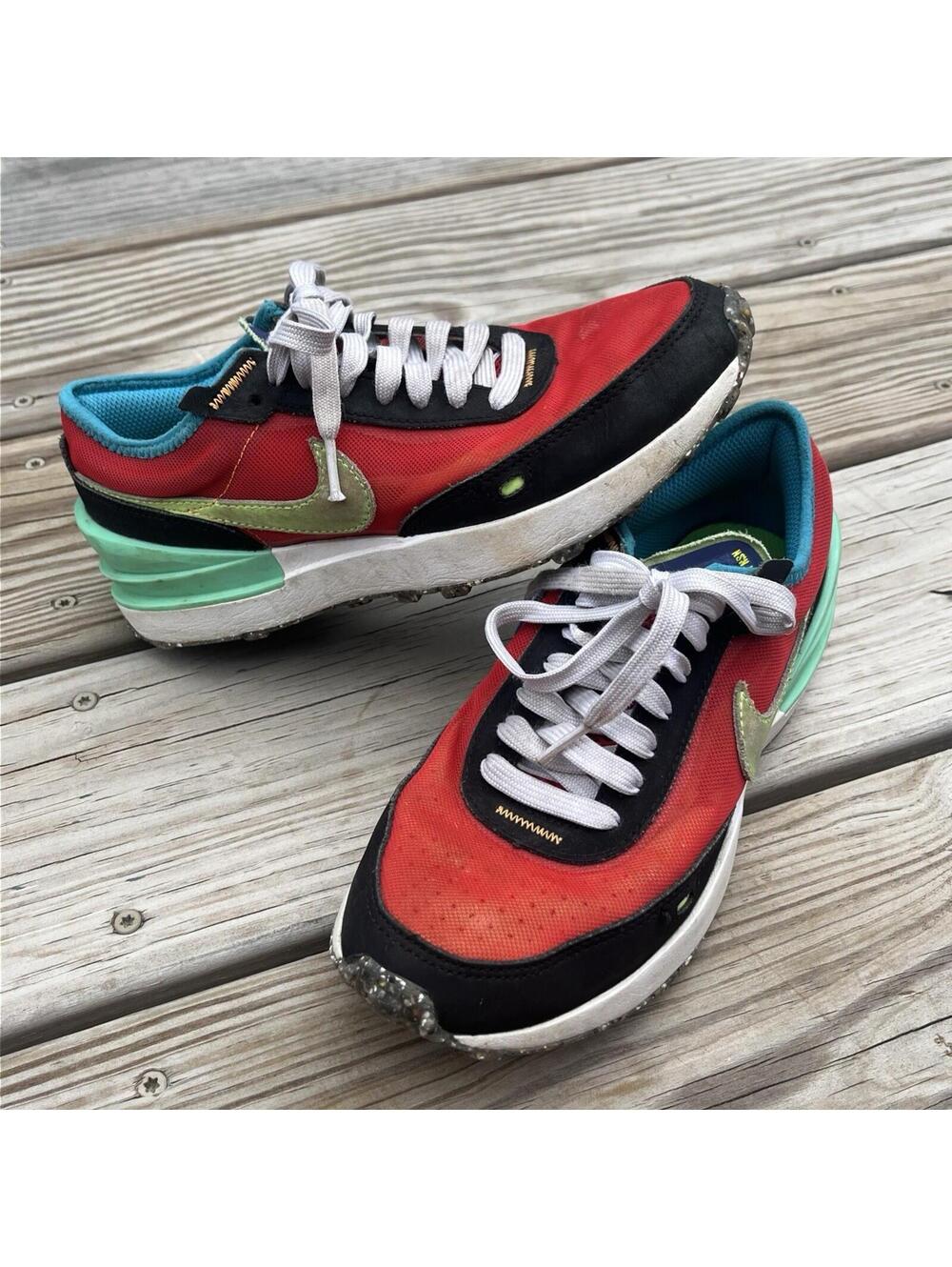 Nike Waffle 1 Colorblock Red Black Green Youth Sneakers DM81